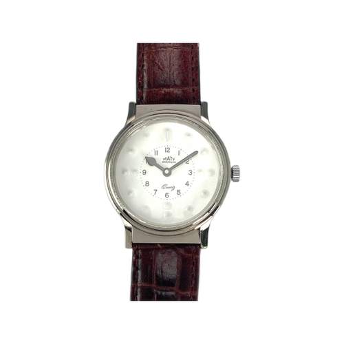 Montre personne malvoyante mixte acier bracelet cuir noir
