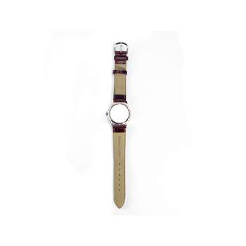 Watch for the visually impaired, mixed steel and black leather strap