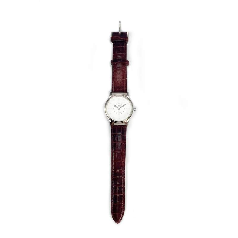 Montre personne malvoyante mixte acier bracelet cuir noir - vue D1