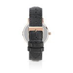 Men's pink gold watch with dark grey leather strap - view 2