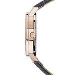 Men's pink gold watch with dark grey leather strap - view 3