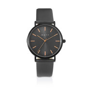 Montre Mixte revêtement noir bracelet cuir