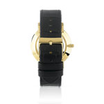 Montre homme dorée bracelet cuir noir - vue 2
