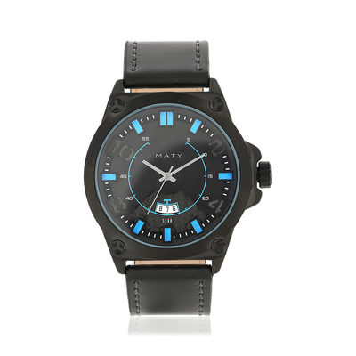 Montre revêtement noir cuir noir - vue 1