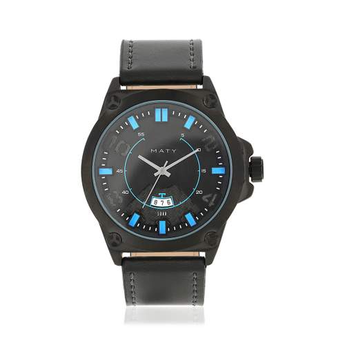 Horloge zwart lederen coating