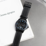 Montre revêtement noir cuir noir - vue D3