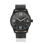 Montre homme revêtement et bracelet cuir noirs - vue 1