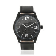 Montre revêtement noir cuir noir