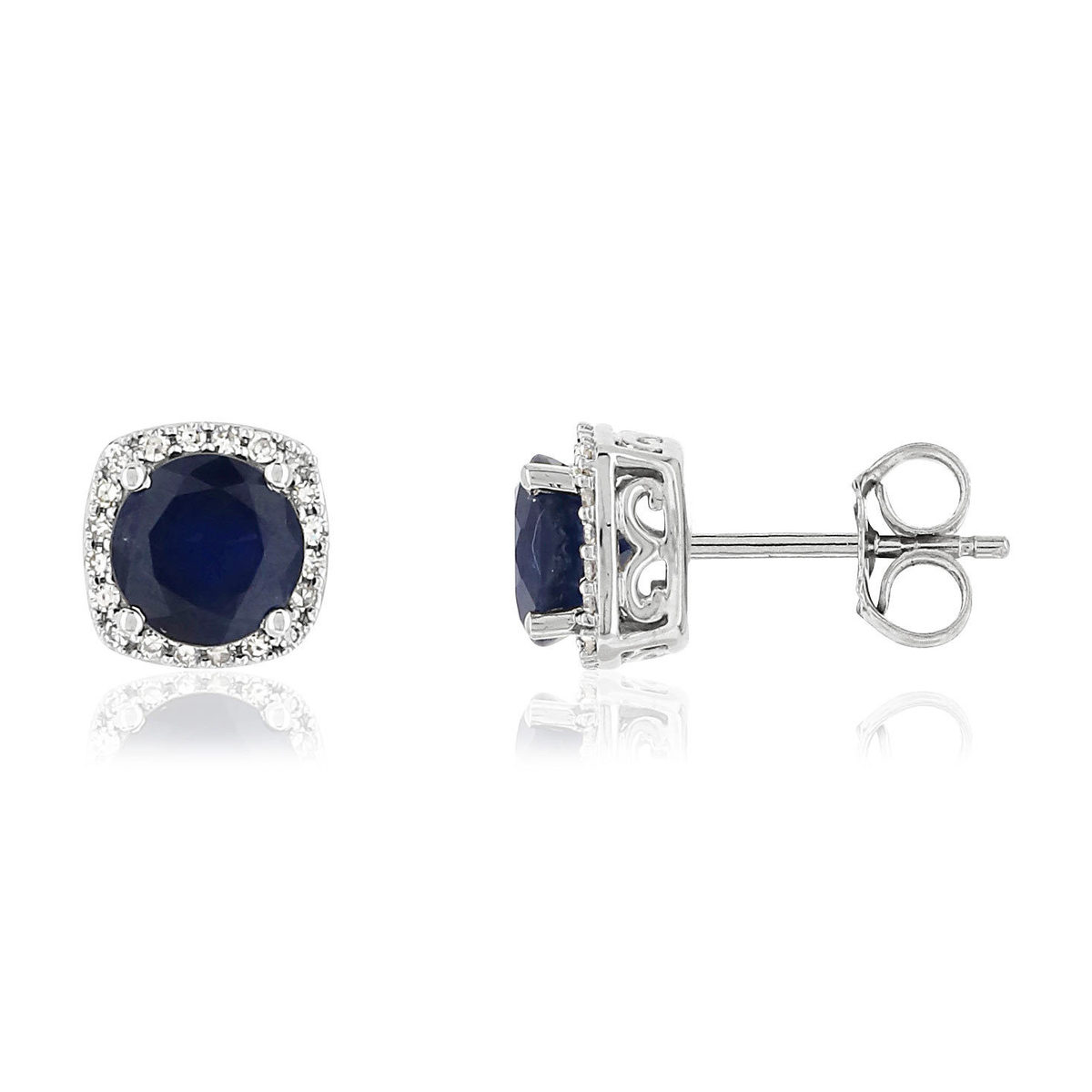Boucles d'oreilles MATY Or 750 blanc Saphirs bleus et Diamants