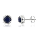 Boucles d'oreilles MATY Or 750 blanc Saphirs bleus et Diamants - vue 1