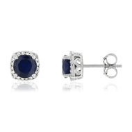 Boucles d'oreilles MATY Or 750 blanc Saphirs bleus et Diamants