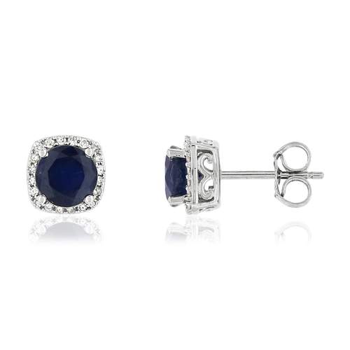 Earrings MATY 750 white gold Blue sapphires and diamonds