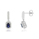 Boucles d'oreilles MATY Or 750 blanc Saphirs bleus et Diamants - vue 1