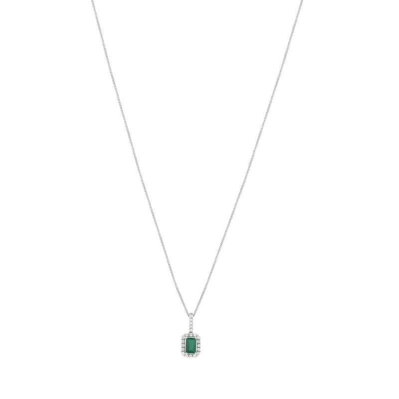 Collier MATY Or 750 blanc Emeraude et Diamants - vue 1