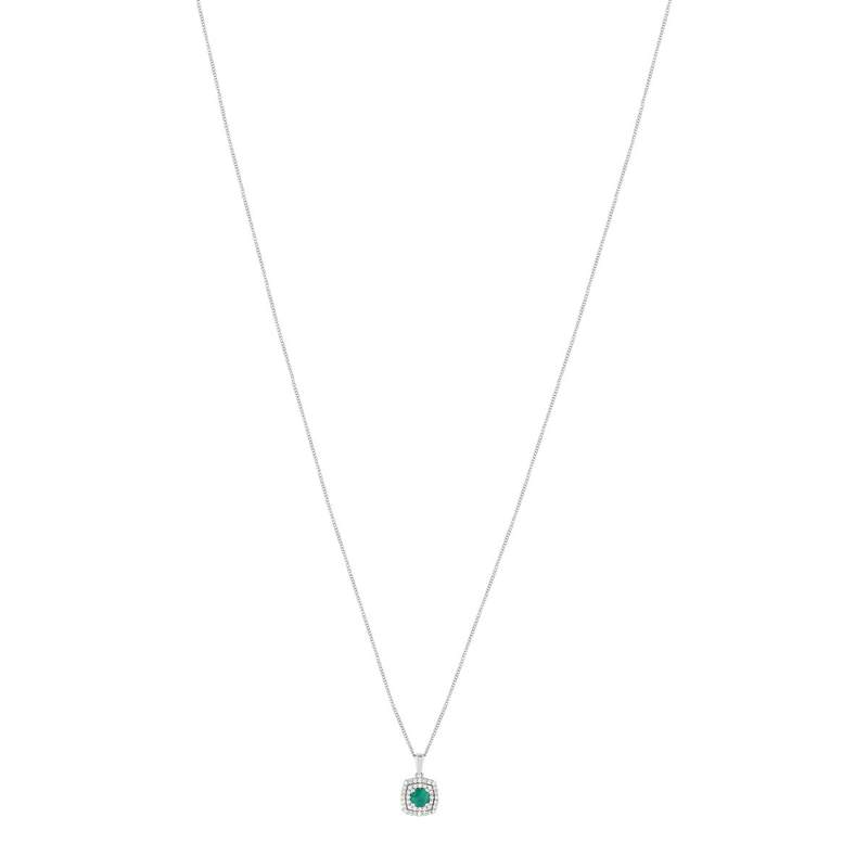 Collier MATY Or 750 blanc Emeraude et Diamants - vue 1