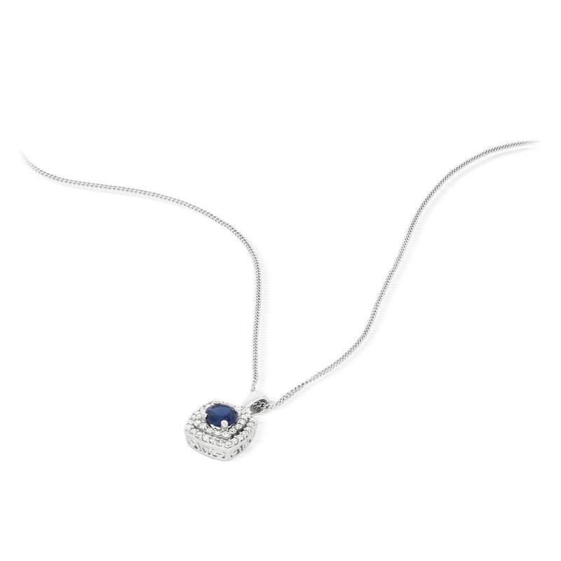 Collier MATY Or 750 blanc Saphir et Diamants - vue 4