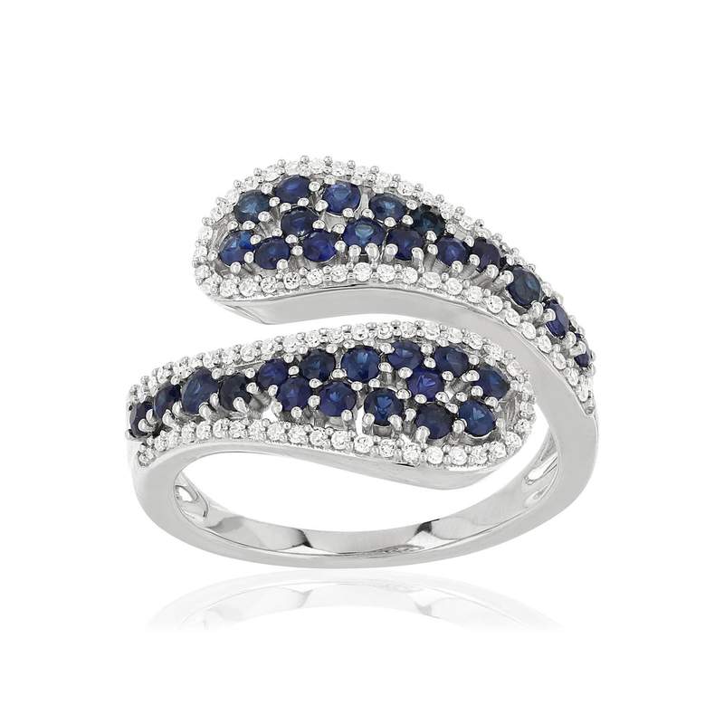 Bague MATY Or 750 blanc Saphirs et Diamants - vue 1