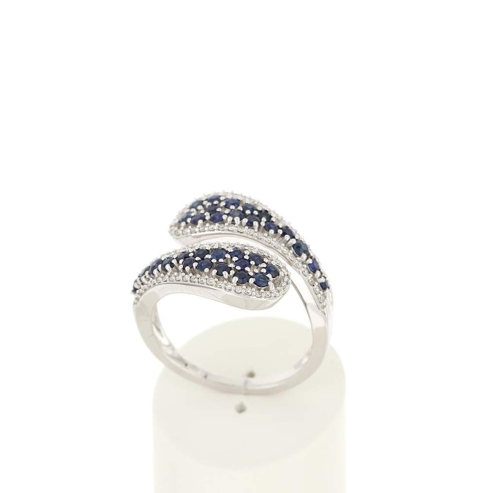 Bague MATY Or 750 blanc Saphirs et Diamants - vue 2