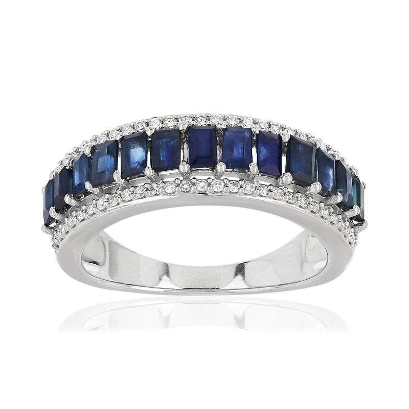Bague MATY Or 750 blanc Saphirs et Diamants - vue 1