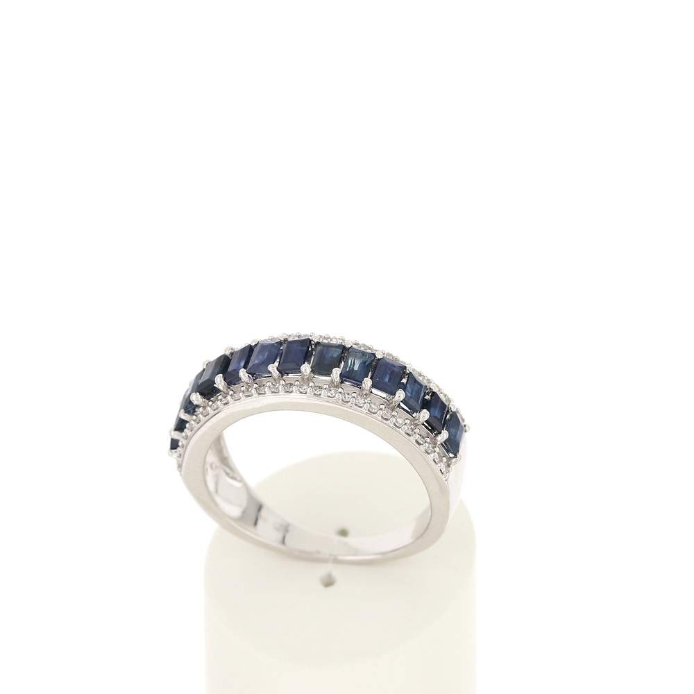 Bague MATY Or 750 blanc Saphirs et Diamants - vue 2