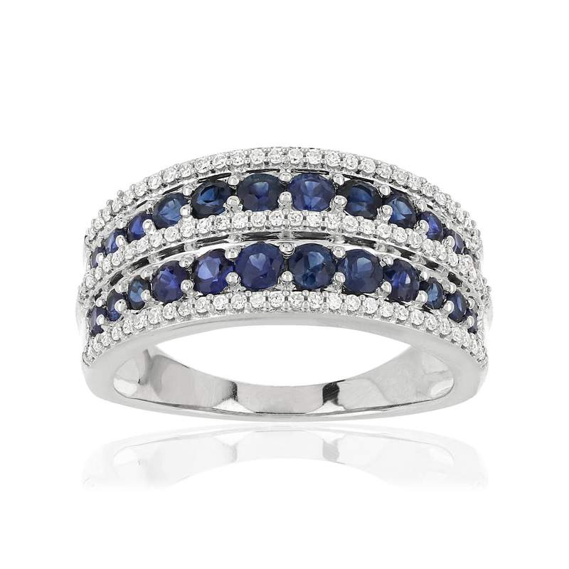 Bague MATY Or 750 blanc Saphirs et Diamants - vue 1