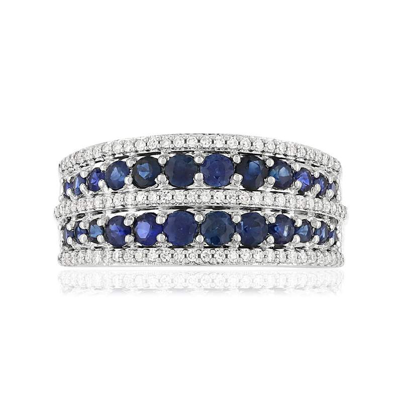 Bague MATY Or 750 blanc Saphirs et Diamants - vue 3