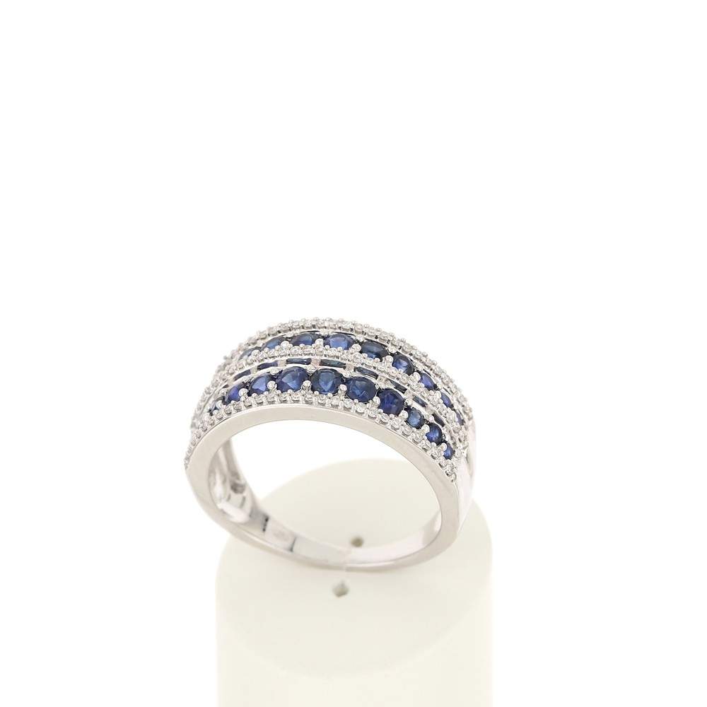 Bague MATY Or 750 blanc Saphirs et Diamants - vue 2