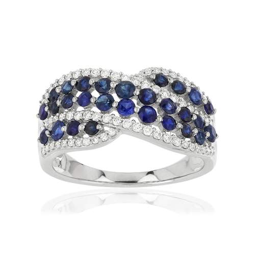 MATY Ring 750 witgoud Saffieren en Diamanten