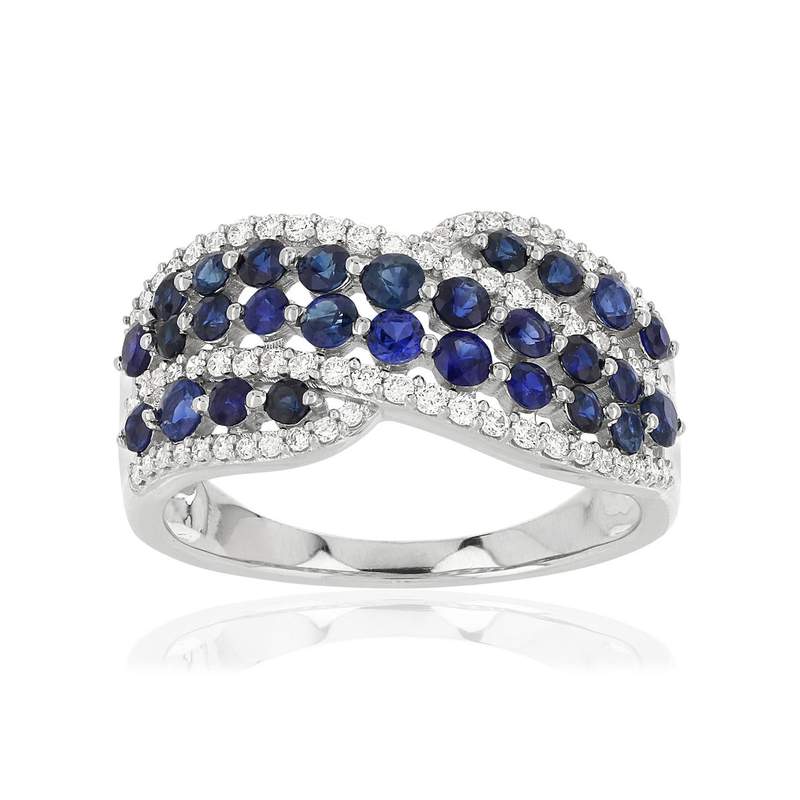 Bague MATY Or 750 blanc Saphirs et Diamants - vue 1