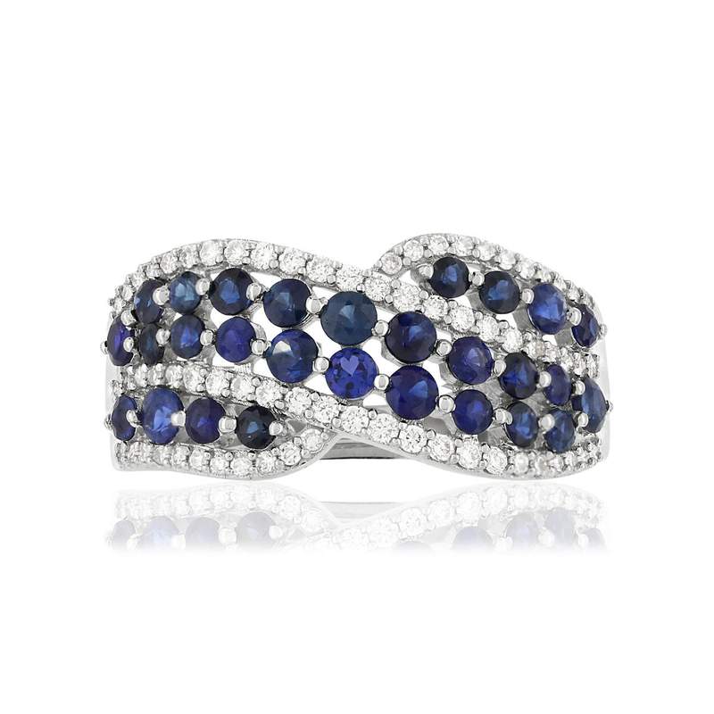 Bague MATY Or 750 blanc Saphirs et Diamants - vue 3