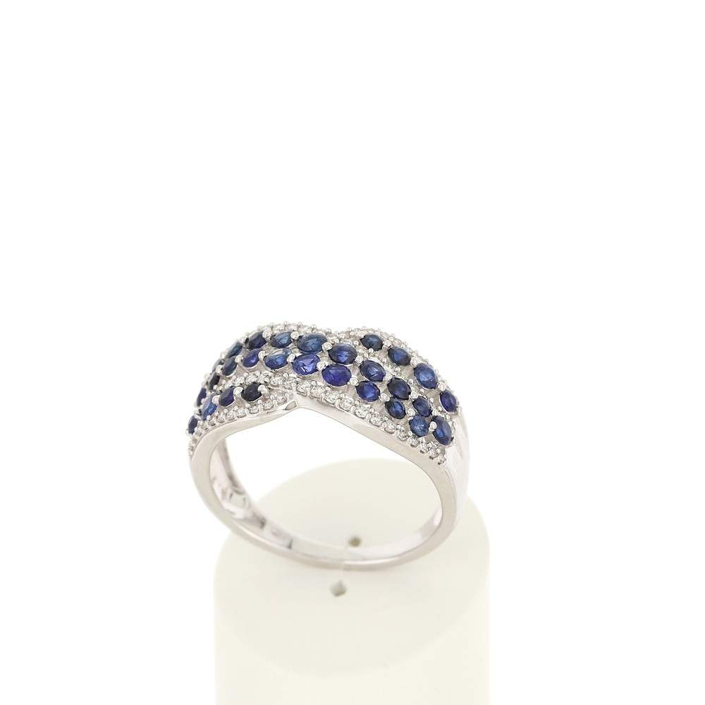 Bague MATY Or 750 blanc Saphirs et Diamants - vue 2