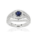 Bague MATY Or 750 blanc Saphir et Diamants - vue 1