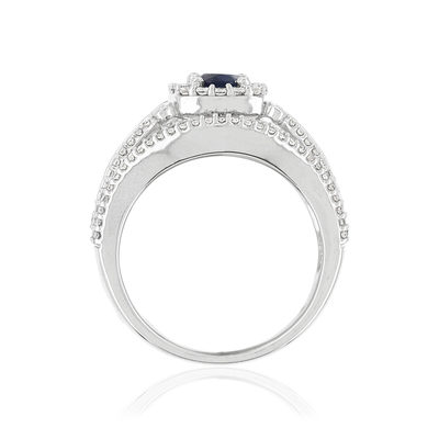 Bague MATY Or 750 blanc Saphir et Diamants - vue V2