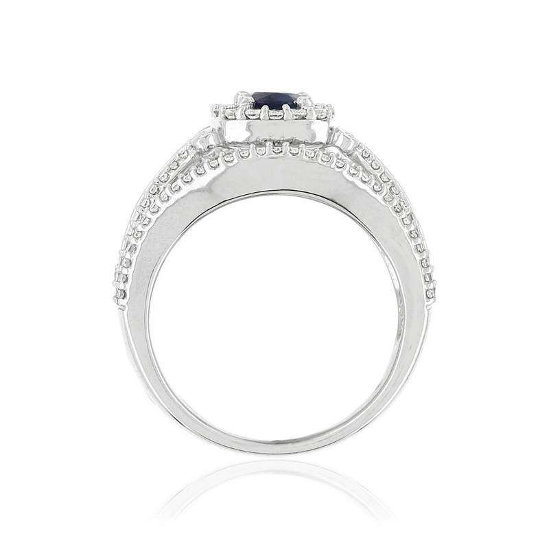 Bague MATY Or 750 blanc Saphir et Diamants - vue 2