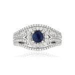 Bague MATY Or 750 blanc Saphir et Diamants - vue 3
