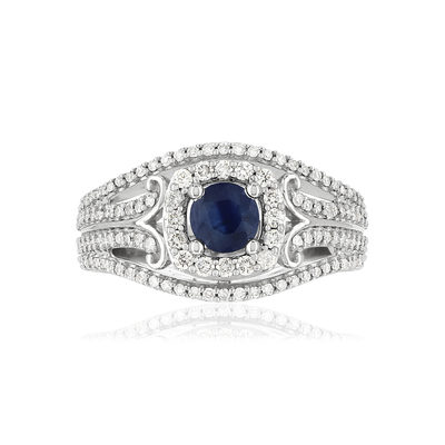 Bague MATY Or 750 blanc Saphir et Diamants - vue V3