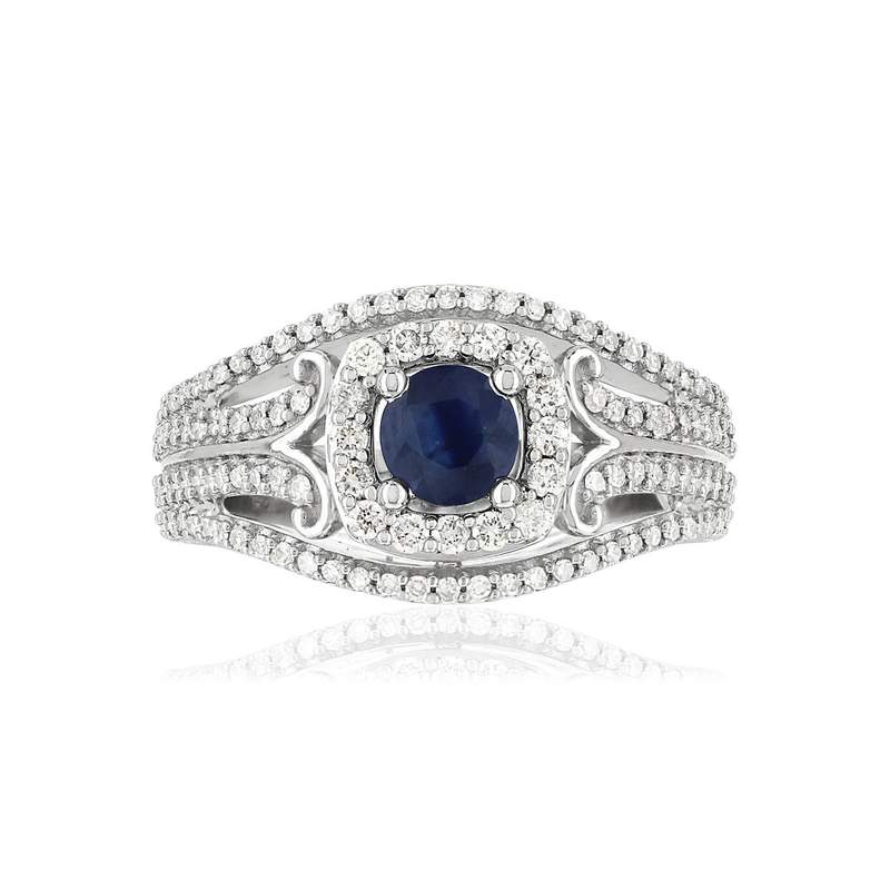 Bague MATY Or 750 blanc Saphir et Diamants - vue 3