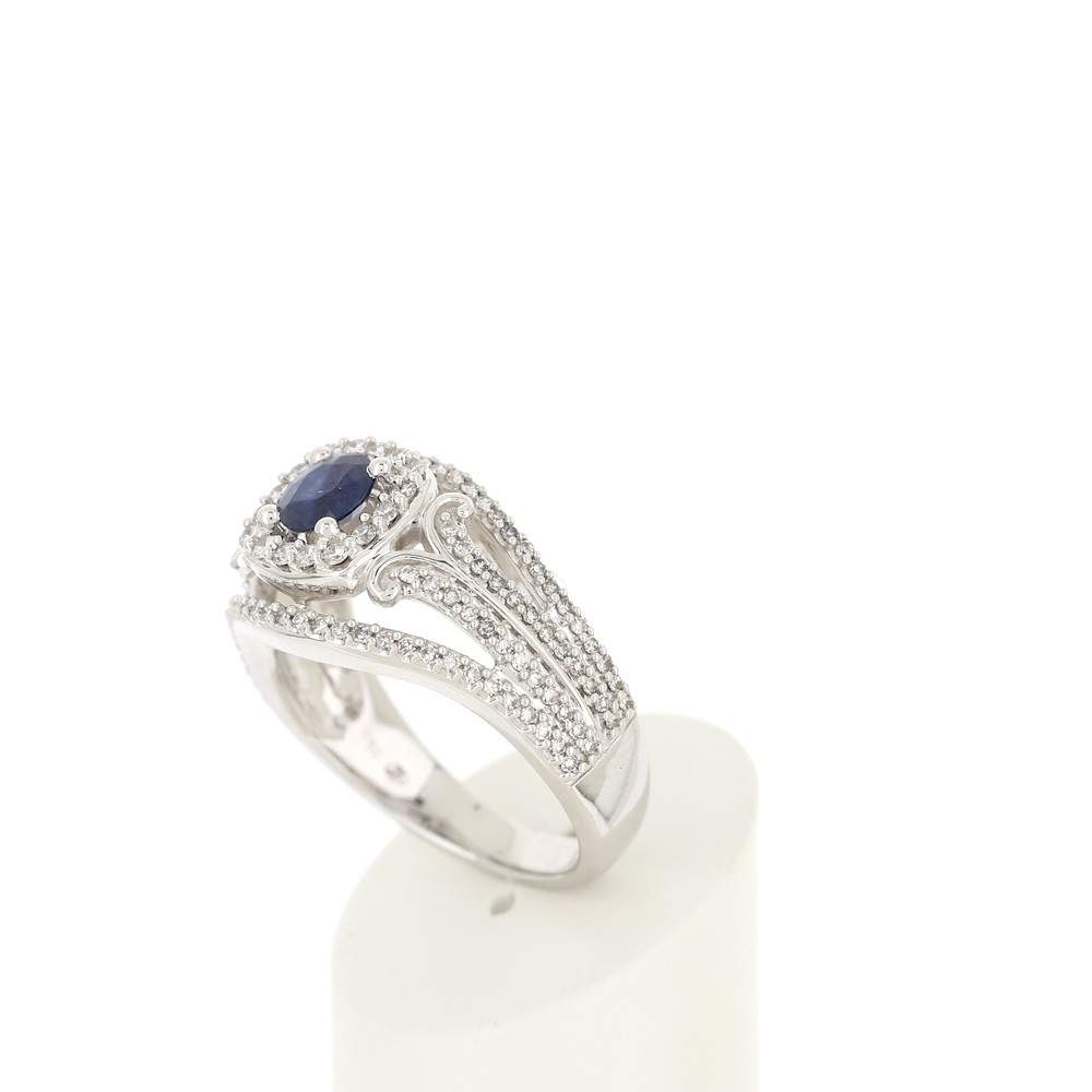 Bague MATY Or 750 blanc Saphir et Diamants - vue 4