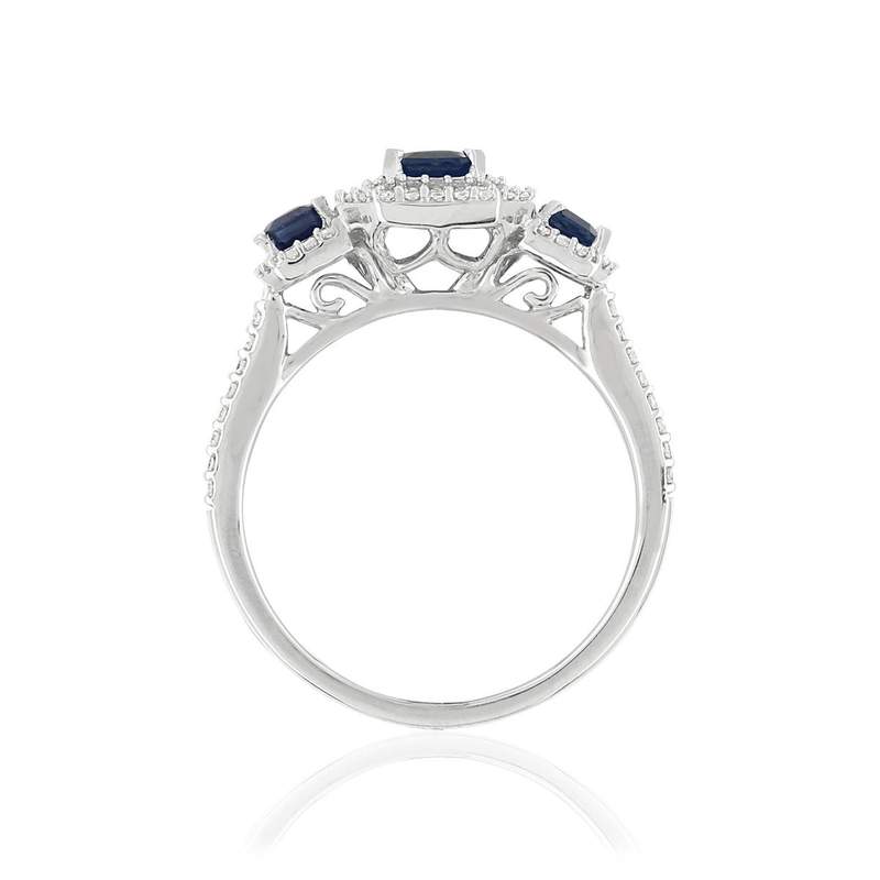 Bague MATY Or 750 blanc Saphirs et Diamants - vue 2