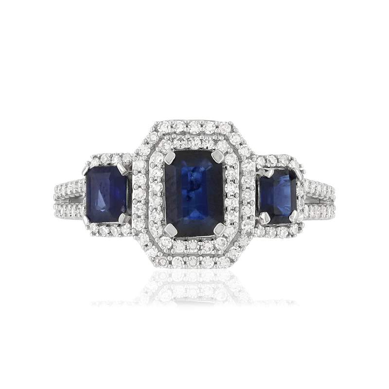 Bague MATY Or 750 blanc Saphirs et Diamants - vue 3