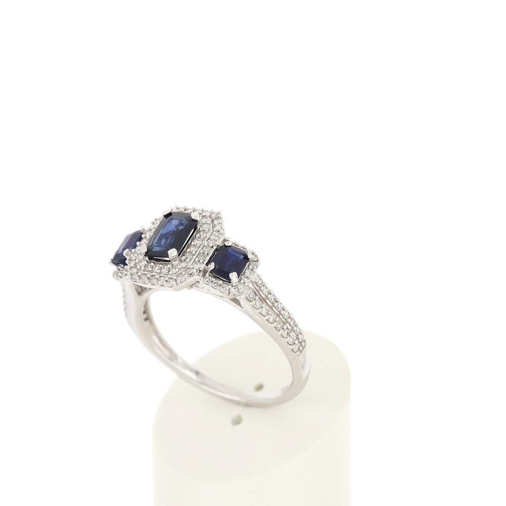 Bague MATY Or 750 blanc Saphirs et Diamants - vue 3