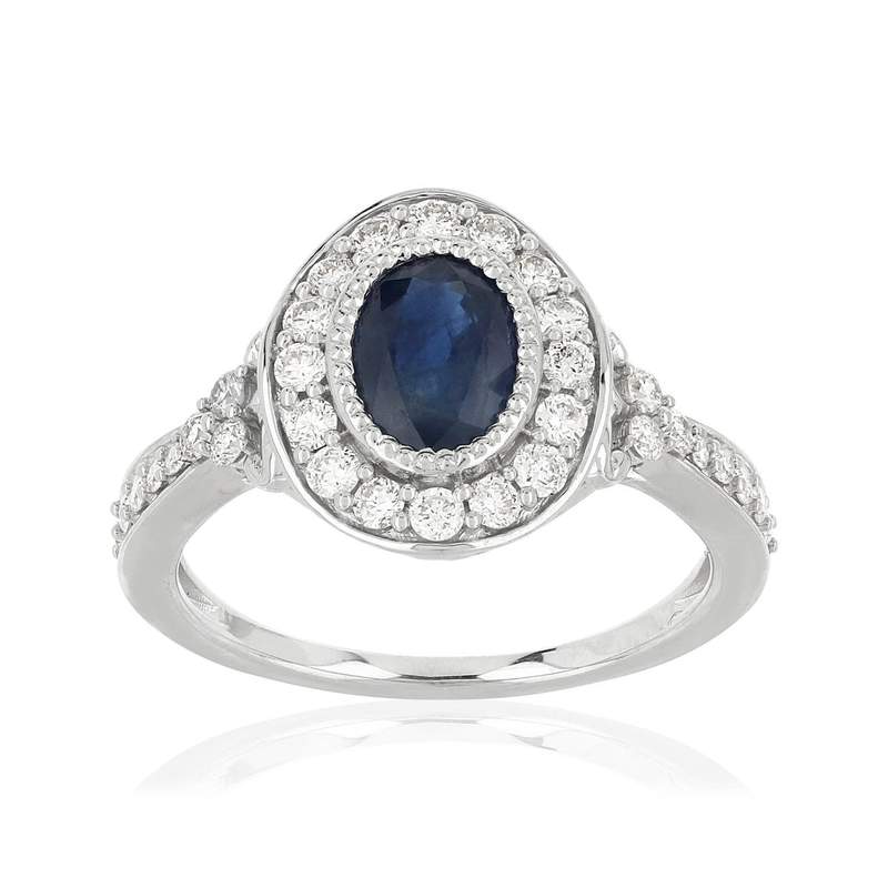Bague MATY Or 750 blanc Saphir et Diamants - vue 1