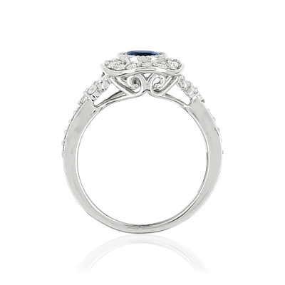 Bague MATY Or 750 blanc Saphir et Diamants - vue V2