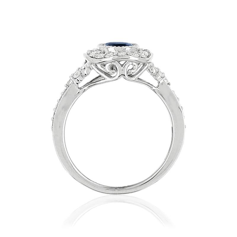 Bague MATY Or 750 blanc Saphir et Diamants - vue 2