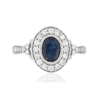 Bague MATY Or 750 blanc Saphir et Diamants - vue V3