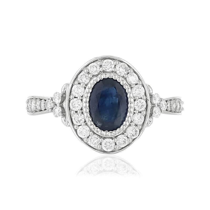 Bague MATY Or 750 blanc Saphir et Diamants - vue 3