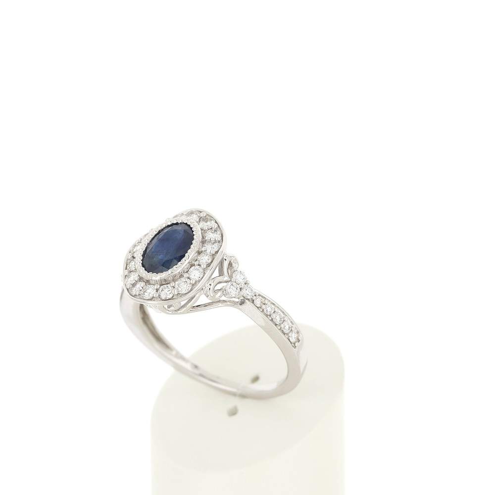 Bague MATY Or 750 blanc Saphir et Diamants - vue 3