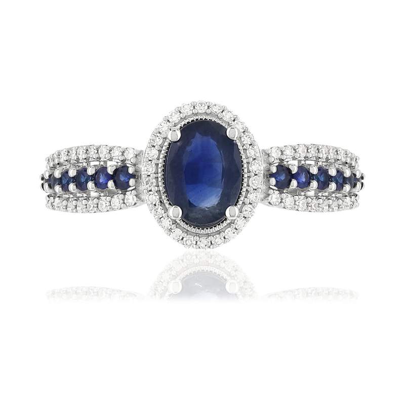 Bague MATY Or 750 blanc Saphirs et Diamants - vue 3
