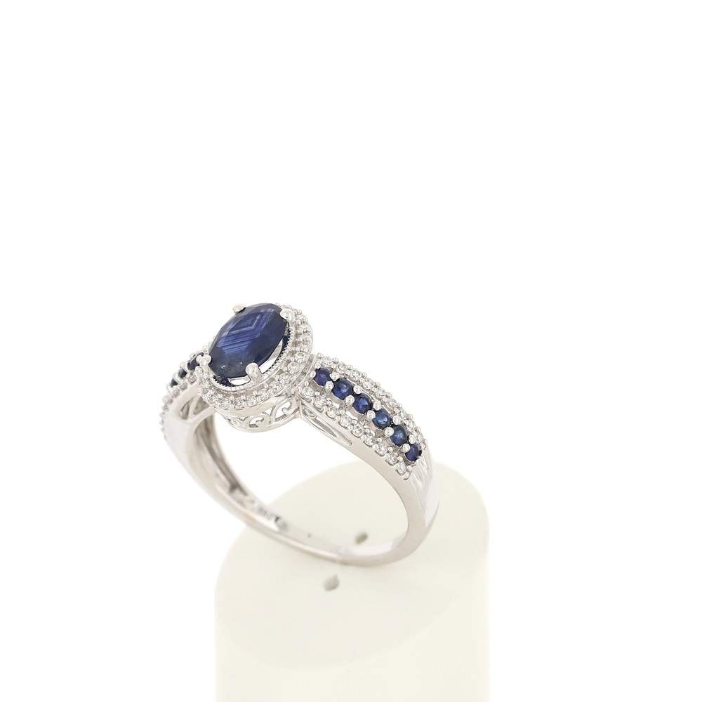 Bague MATY Or 750 blanc Saphirs et Diamants - vue 3