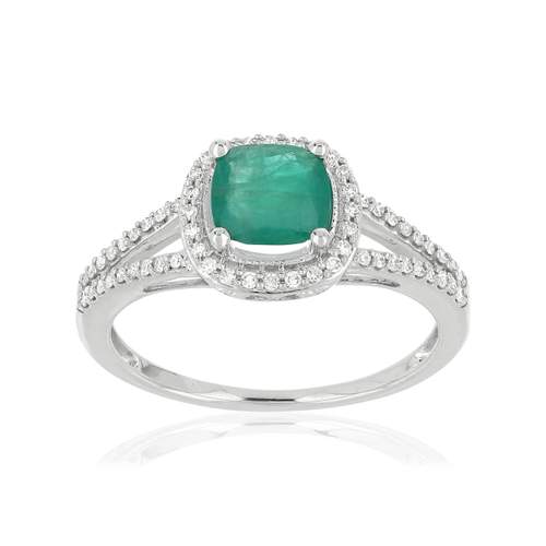 MATY Ring 750 white gold Emerald and Diamonds